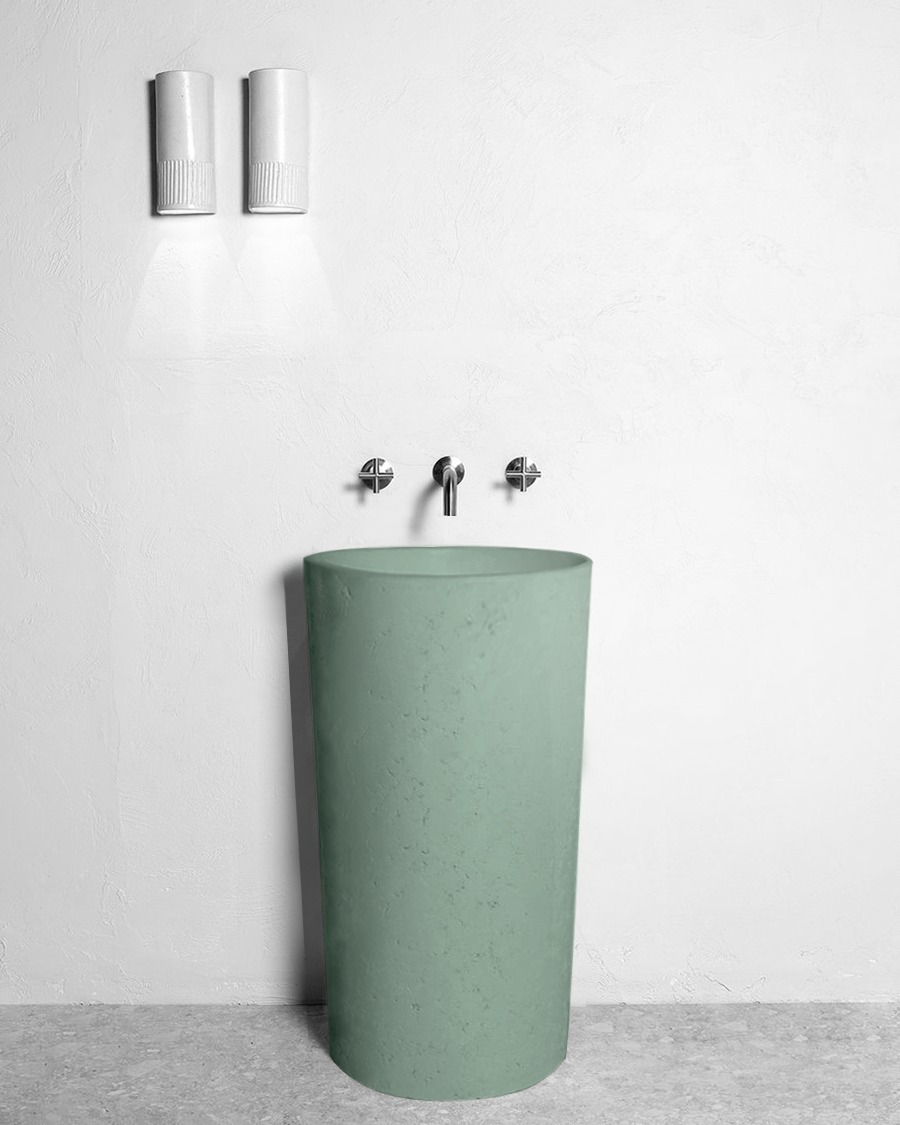 Lavabo, chậu rửa bê tông BLIU13 màu xanh