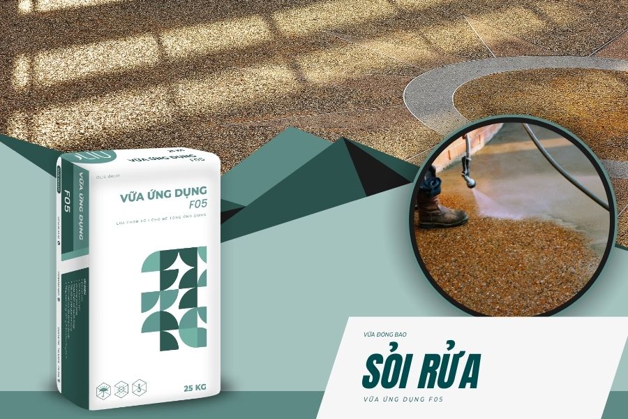 Thi công sàn sỏi rửa nhanh chóng với vữa ứng dụng F05
