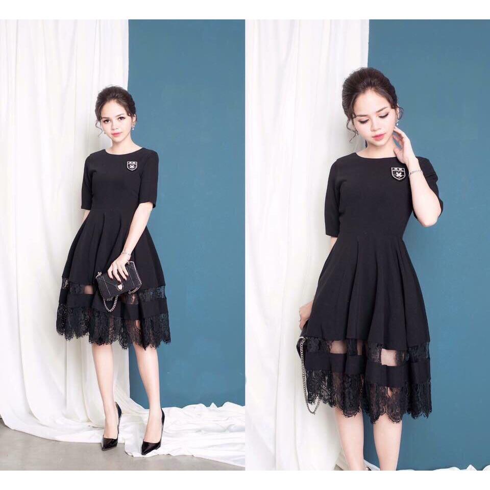 Đầm đen phối ren
