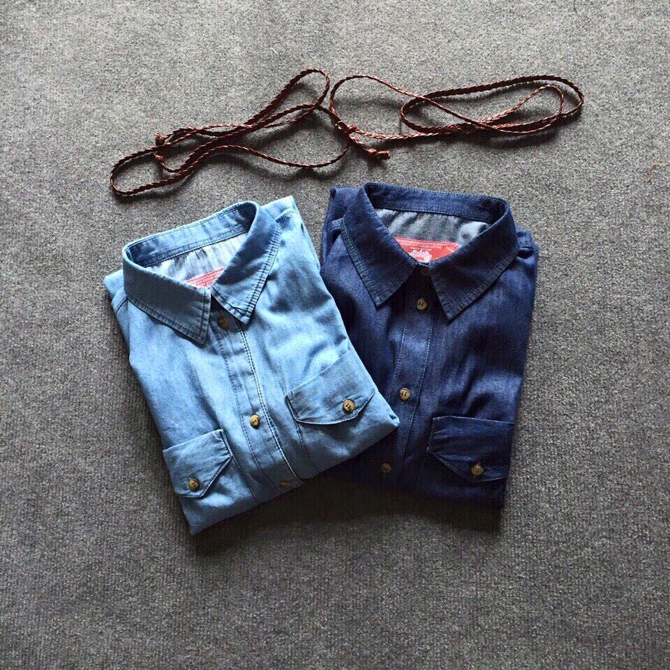 Đầm denim EDC chất mềm mịn mát.