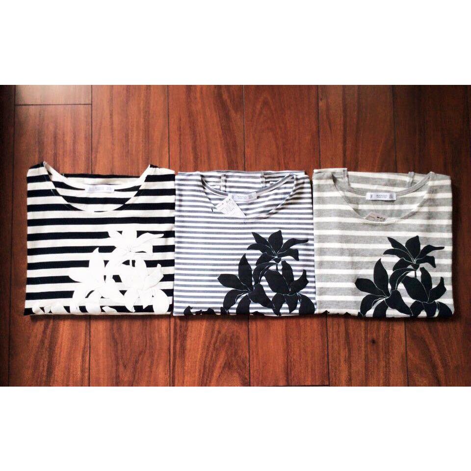 Áo thun cotton tay lỡ in hoa