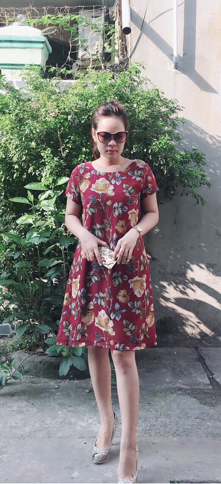 Đầm voan cát hai lớp form suôn