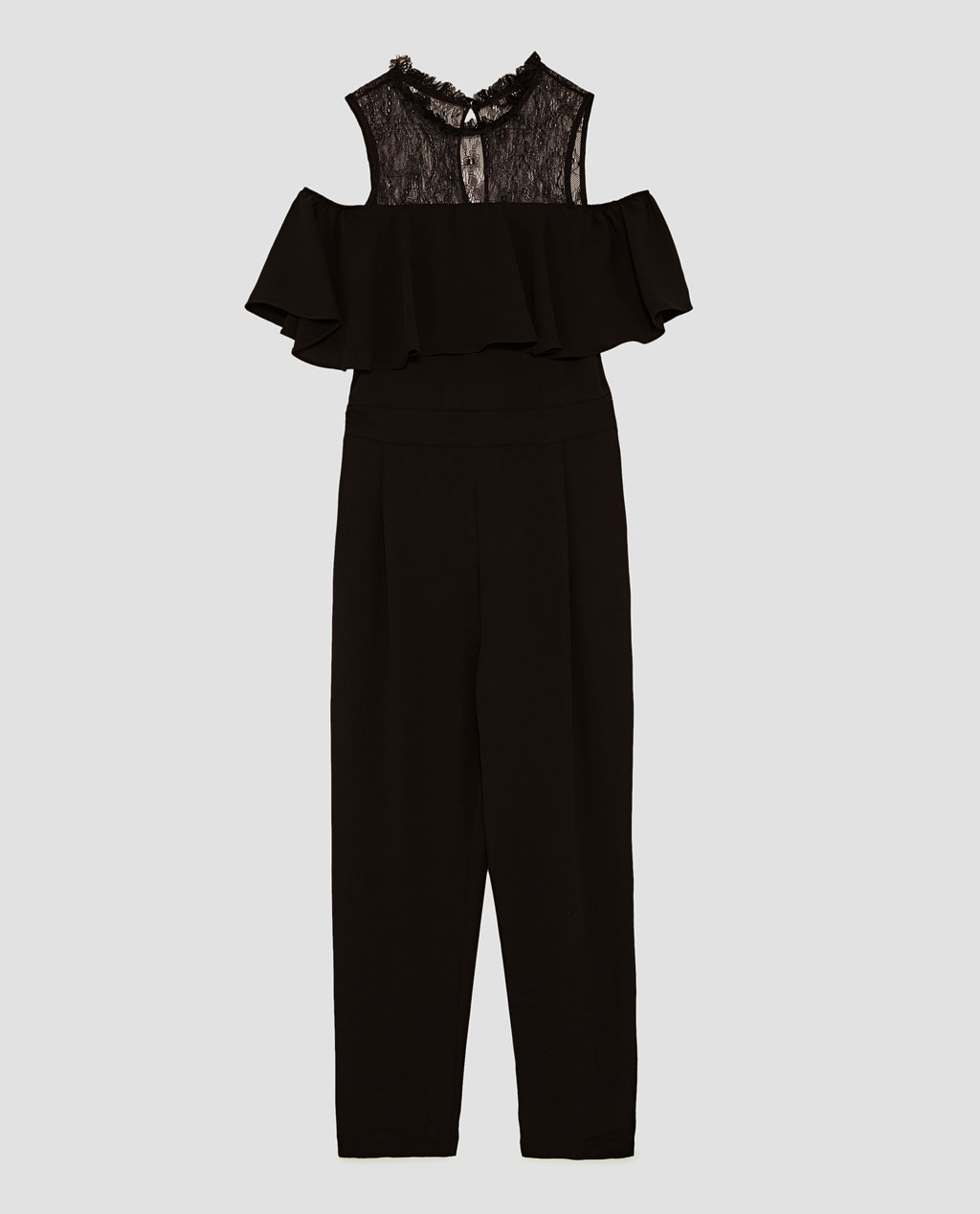 jumpsuit đen phối ren zara