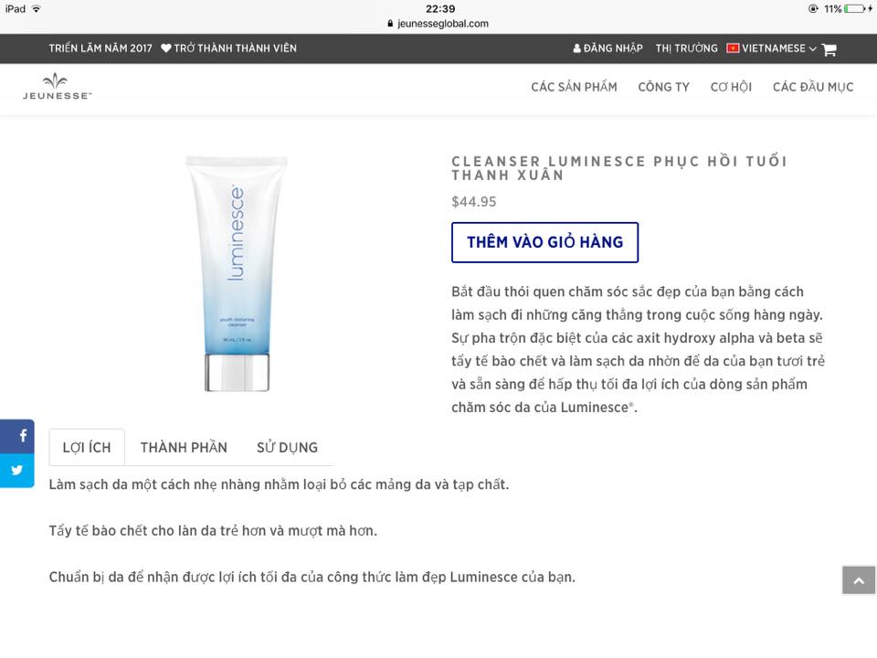 các sản phẩm của Jeunesse Golbal ( Mỹ)