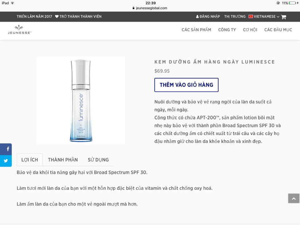 các sản phẩm của Jeunesse Golbal ( Mỹ)