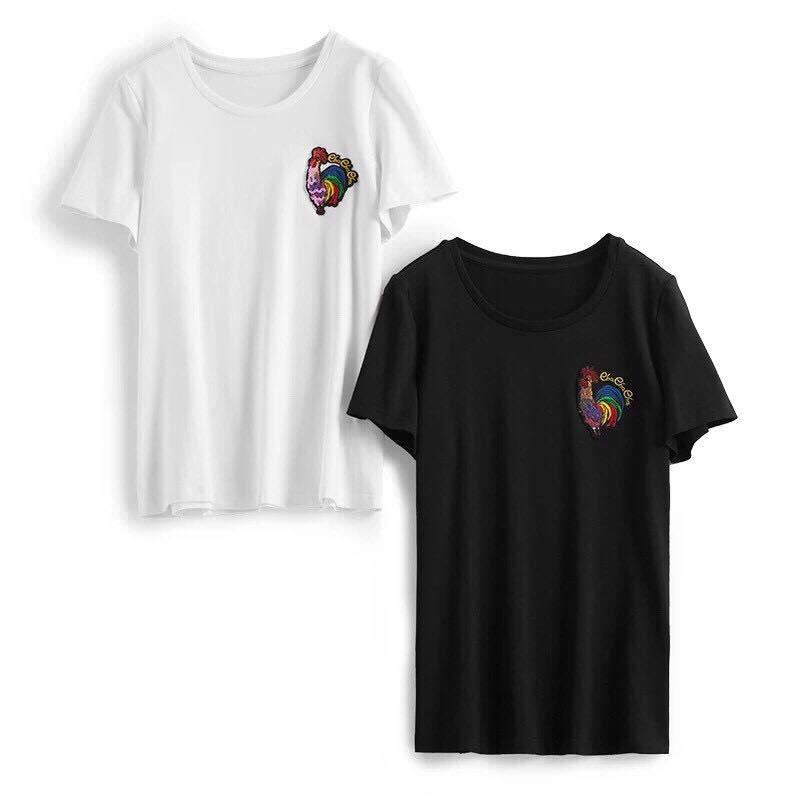 Áo thun cotton có hình gà trống
