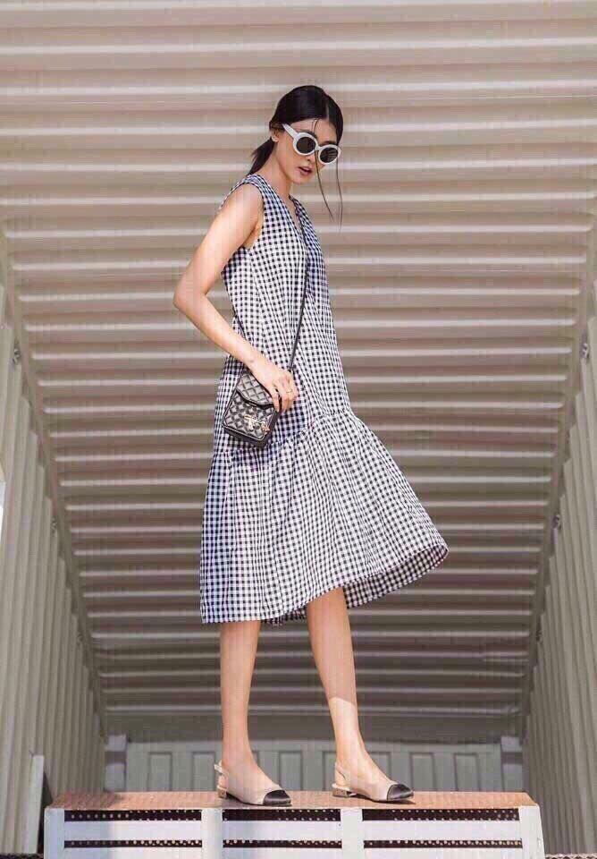 Đầm caro oversize