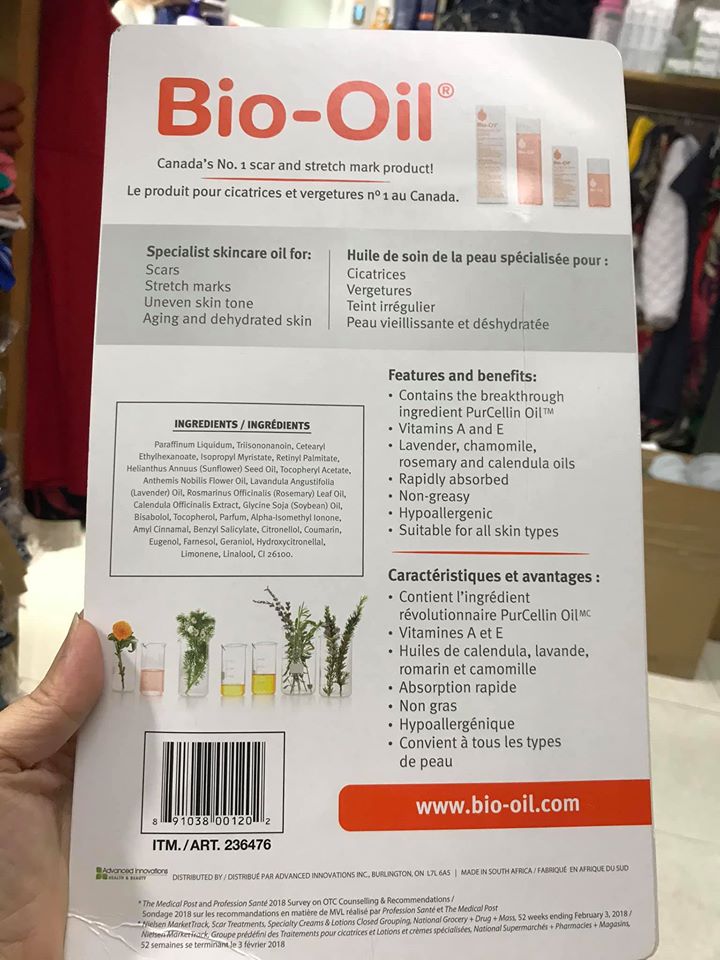 BIO-OIL: TRỊ RẠN DA CHO BÀ BẦU, CHỐNG LÃO HÓA DA, MỜ DẦN SẸO