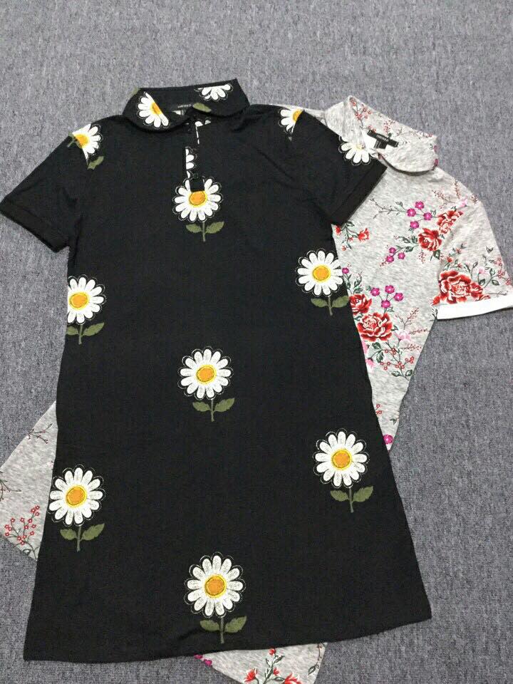 Đầm thun coton cổ sơmi