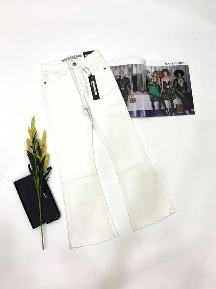 Jean ống loe - lai tua rua new style hai màu đen/ trắng