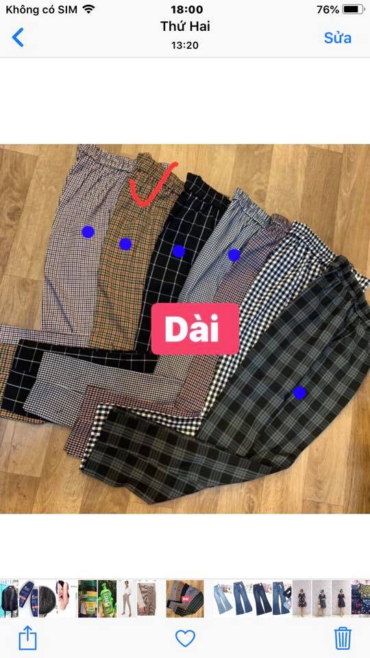 Quần baggy lưng thun kẻ caro nhiều màu