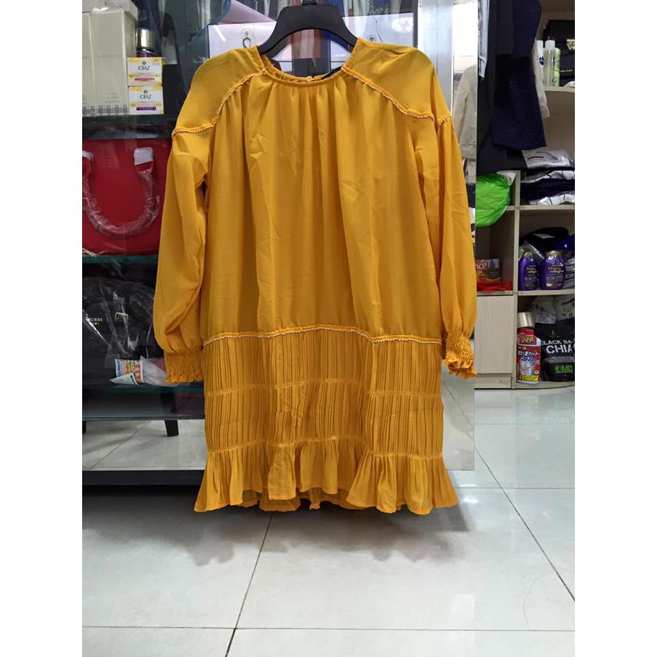 đầm zara girl màu vàng nghệ