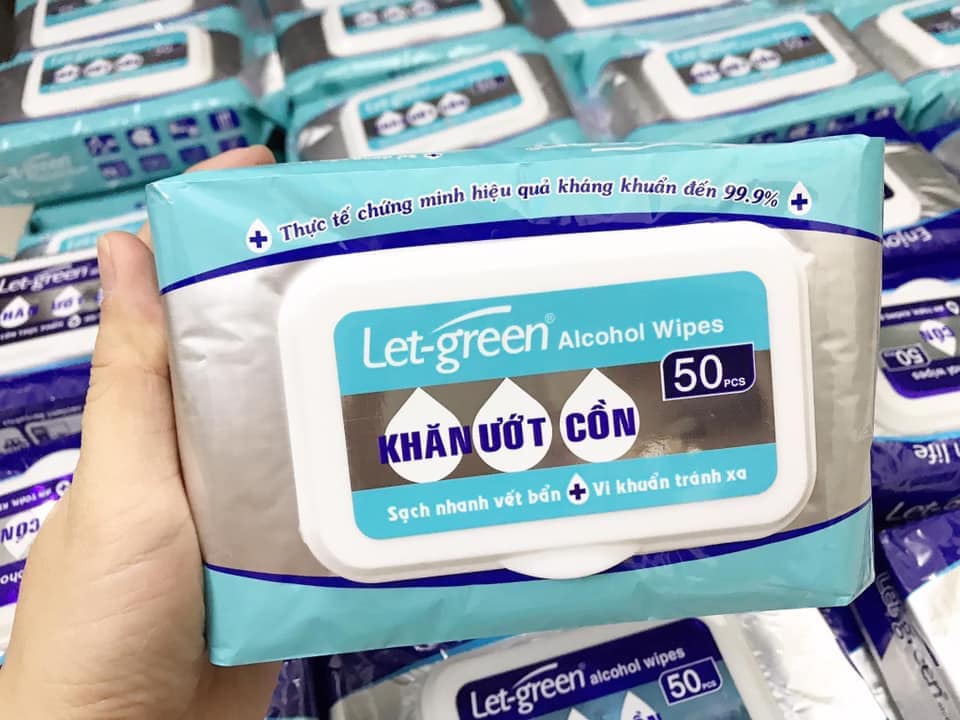 KHĂN ƯỚT CỒN LET-GREEN 50 MIẾNG