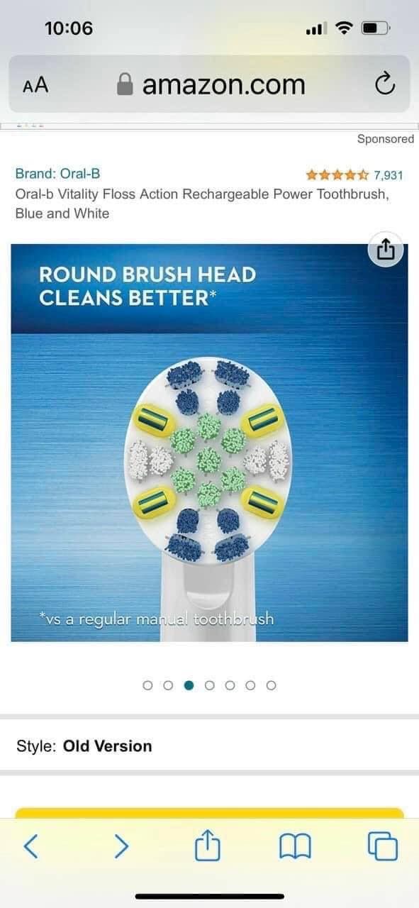 Oral-b Vitality Floss Action Rechargeable Power Toothbrush, Blue and White