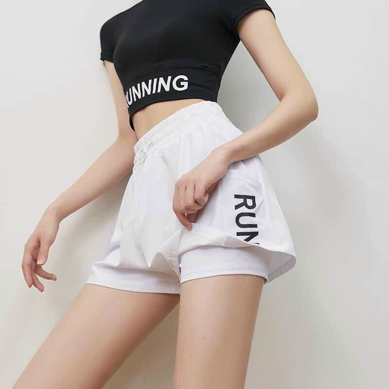 Quần đùi dù 2 lớp Run co giãn có 2 túi