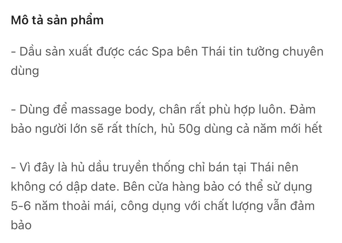 Dầu Cù Là Xoa Bóp Chuyên Dụng Trong Spa Thái Lan Hủ 50g -