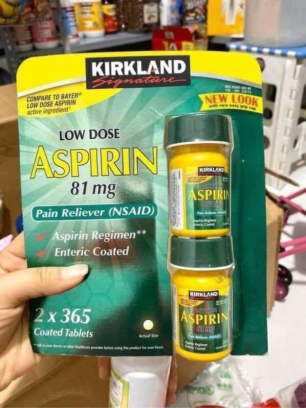 Viên Uống Ngăn Ngừa Đột Quỵ Kirkland Signature Low Dose Aspirin 81mg 365 viên (Tách set): 190K