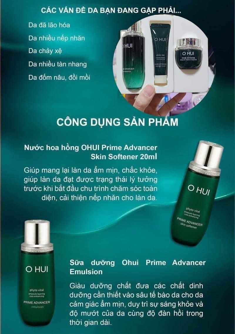 SET OHUI XANH PRIME ADVANCER 3 món mini cao cấp MỚI NHẤT