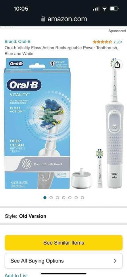Oral-b Vitality Floss Action Rechargeable Power Toothbrush, Blue and White