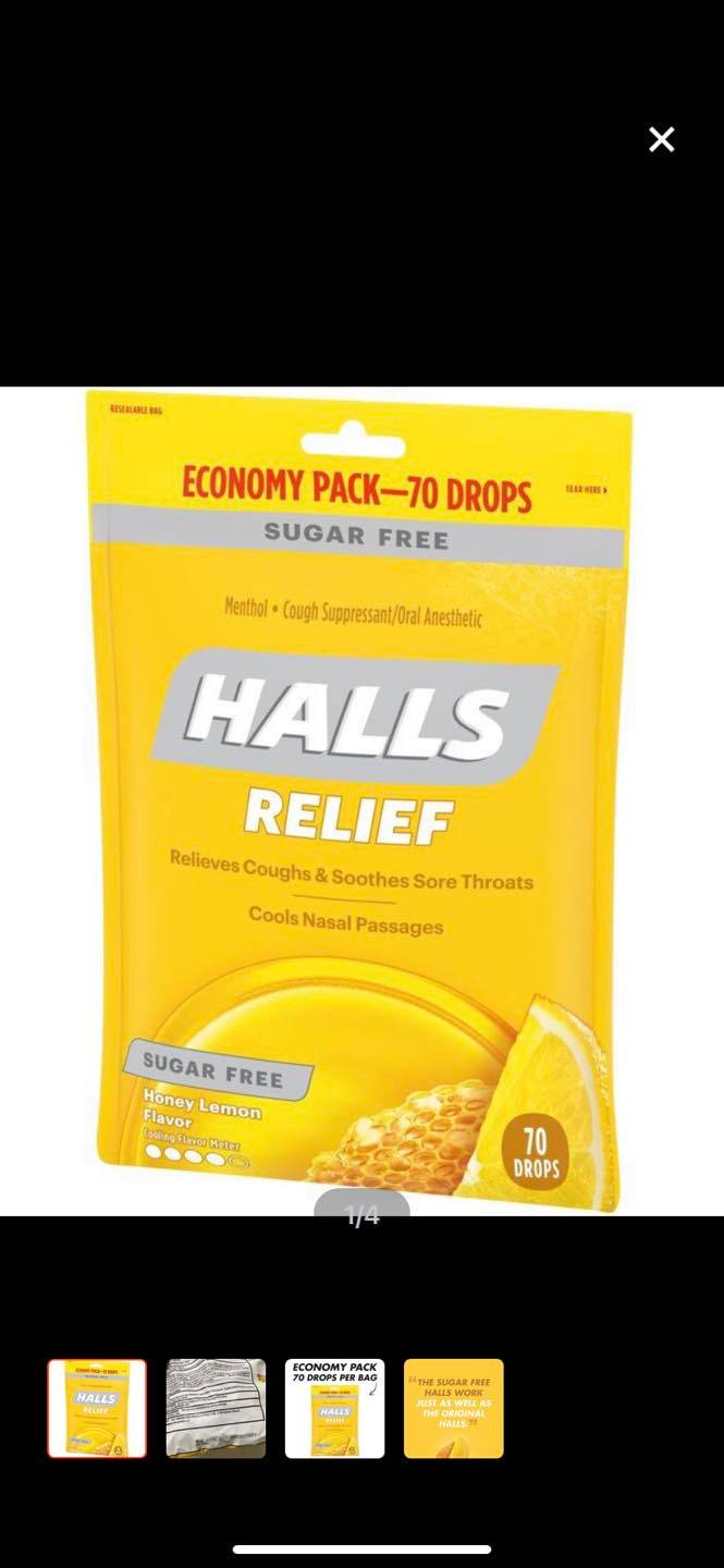 Gói kẹo ngậm Halls Mountain Menthol 70 viên.