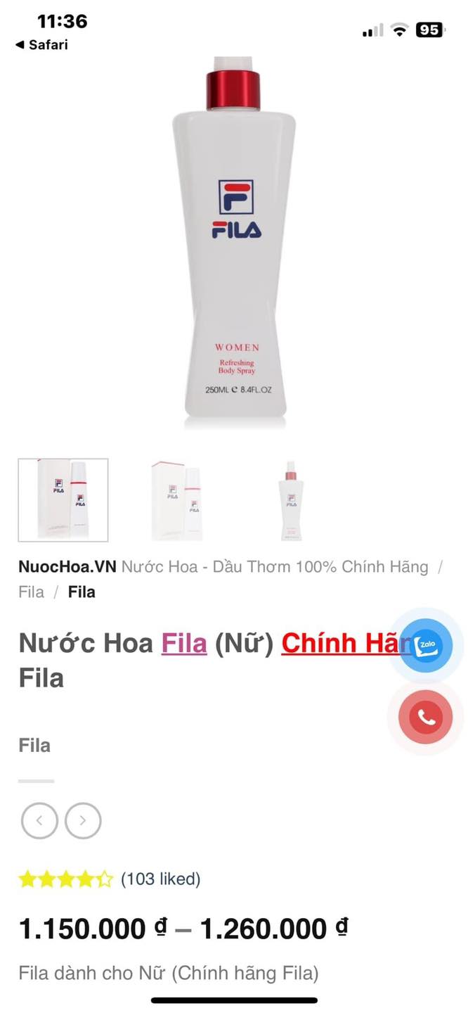 Authentic Nước hoa Fila dành cho Nữ