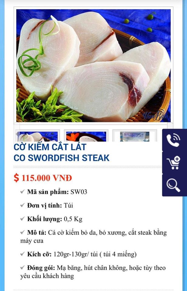 Cá cờ kiếm cắt lát và Đuôi cá cờ kiếm