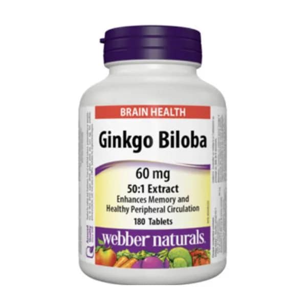 Viên Ginkgo Biloba 60mg Bổ Não của Webber Naturals lọ 180v