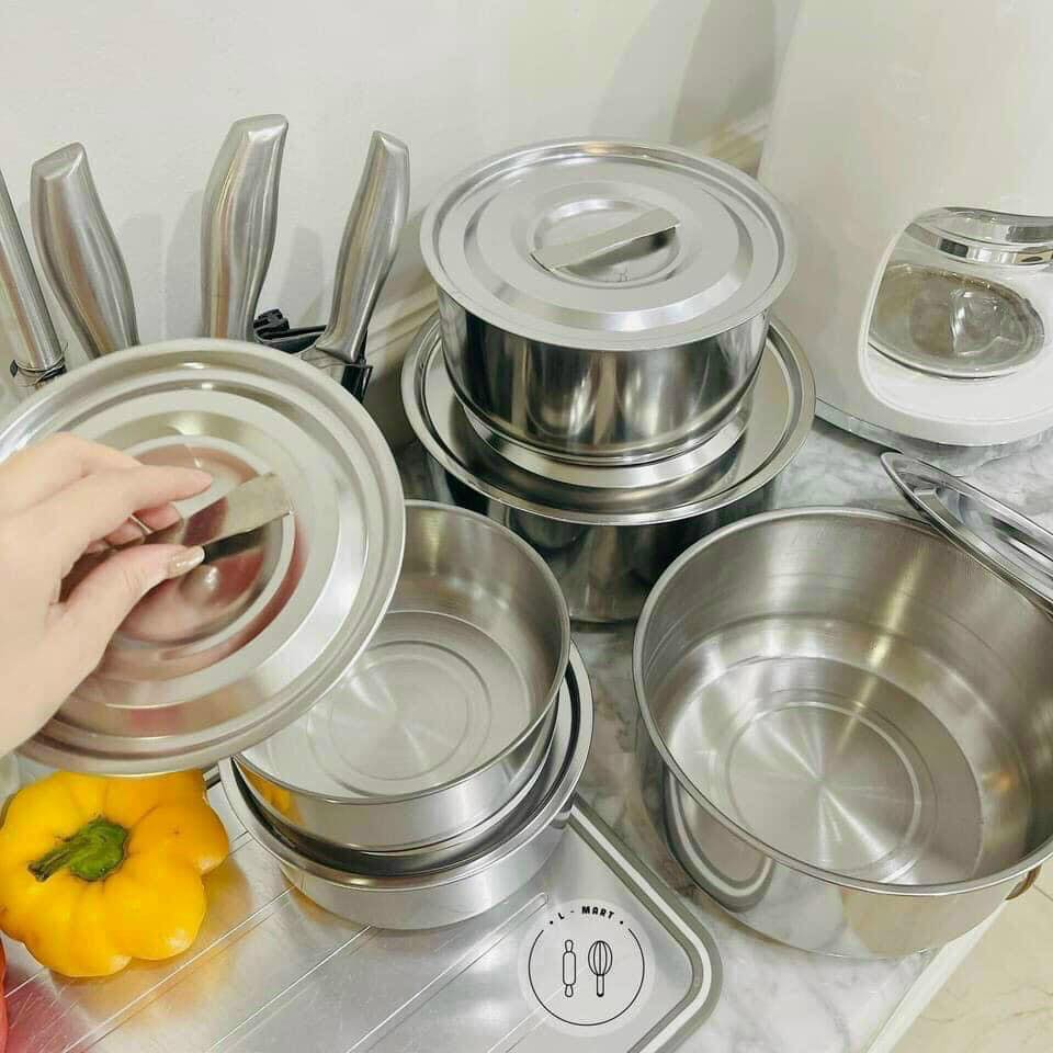 BỘ 5 THAU INOX CÓ NẮP ĐẬY STOCK POT