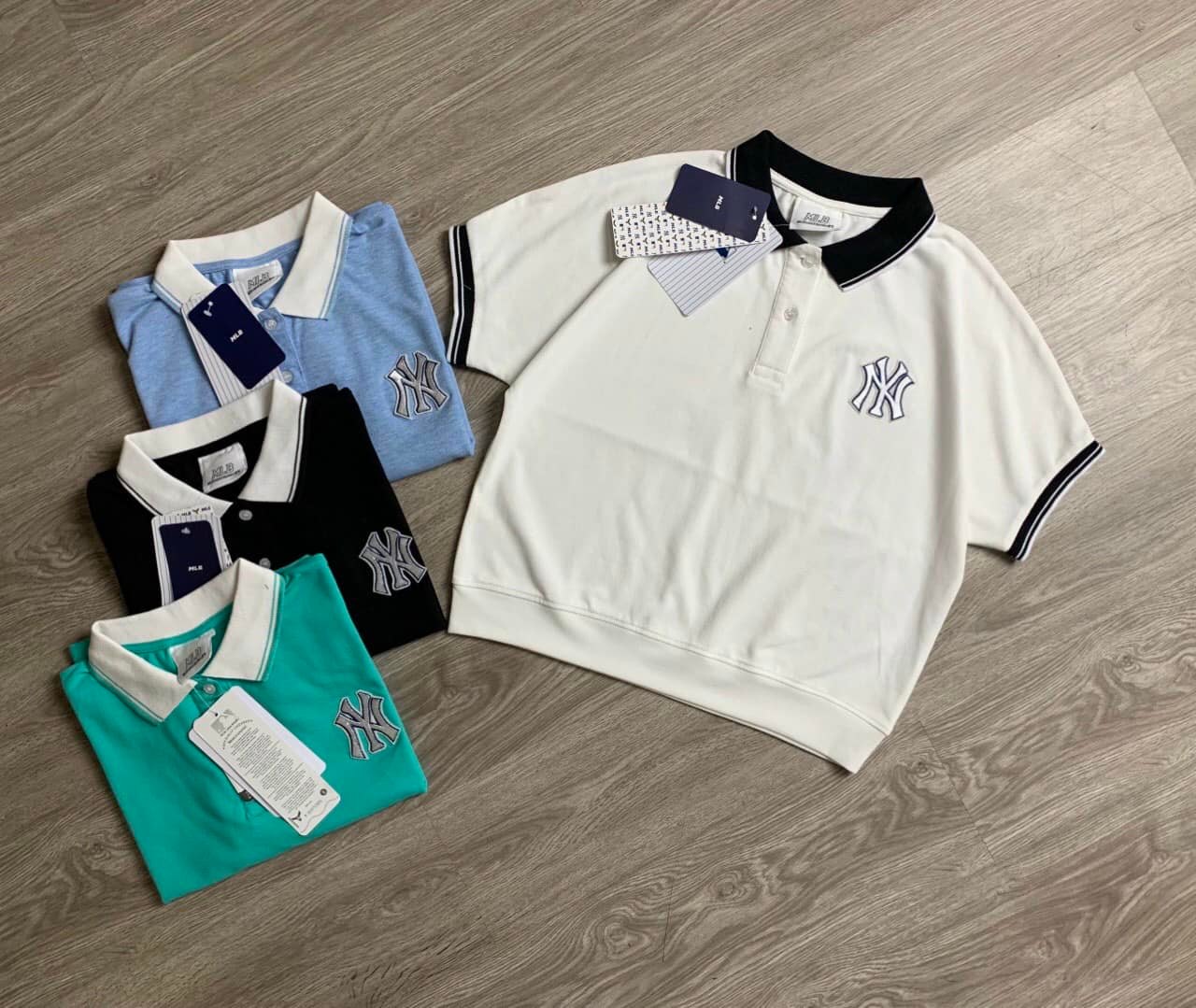 POLO CỔ BẺ MLB THUN COTTON CÁ SẤU 4 CHIỀU