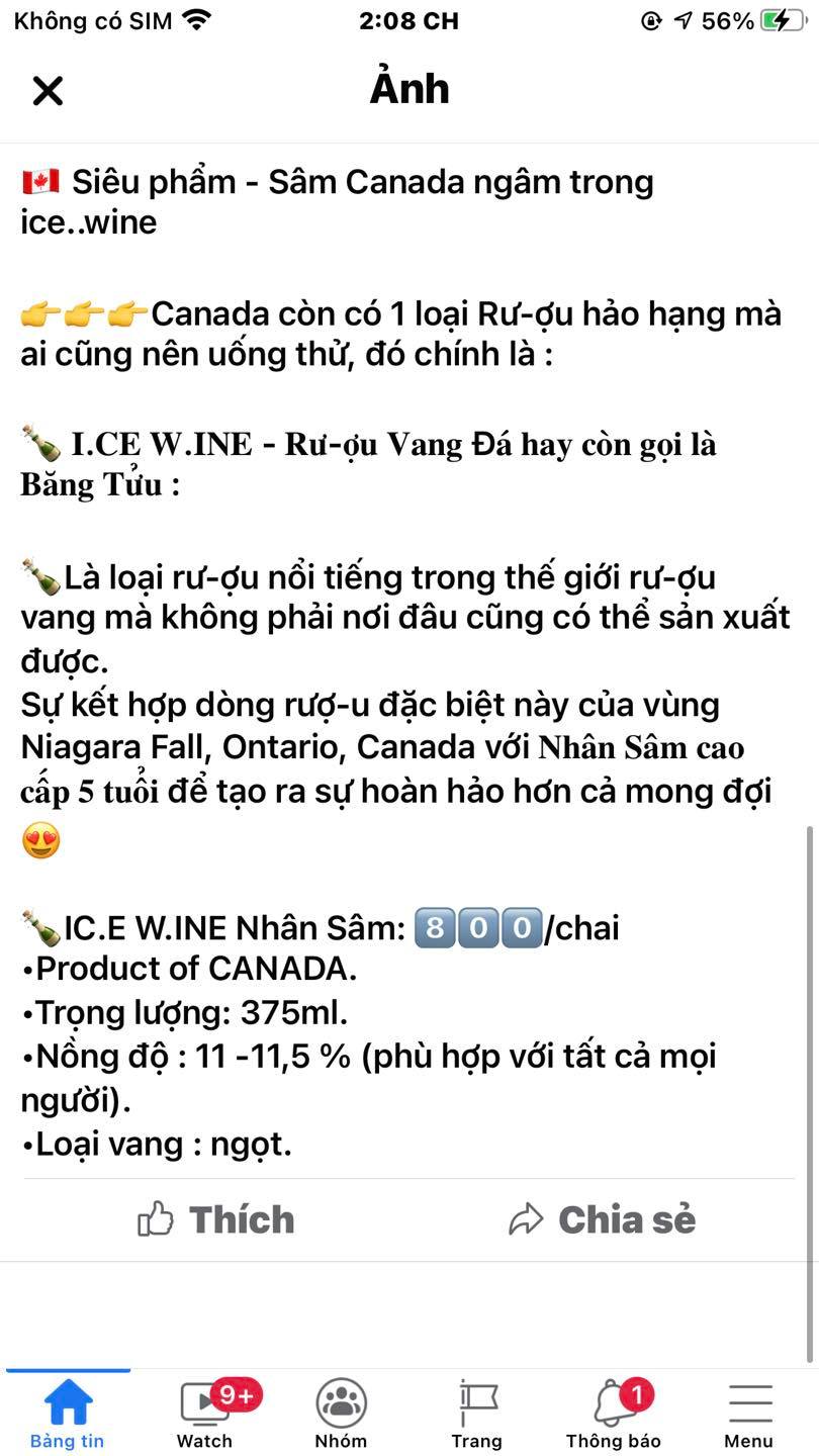 Rượu sâm ice wine