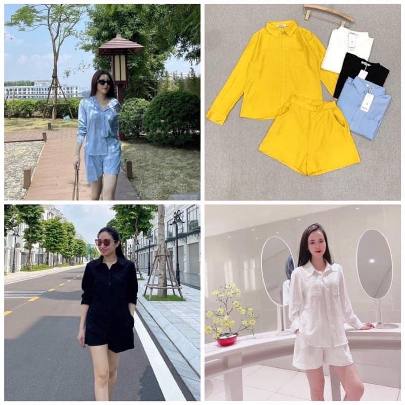 Set sơ mi tơ. Rũ mềm, form rộng từ <57kg mặc đẹp