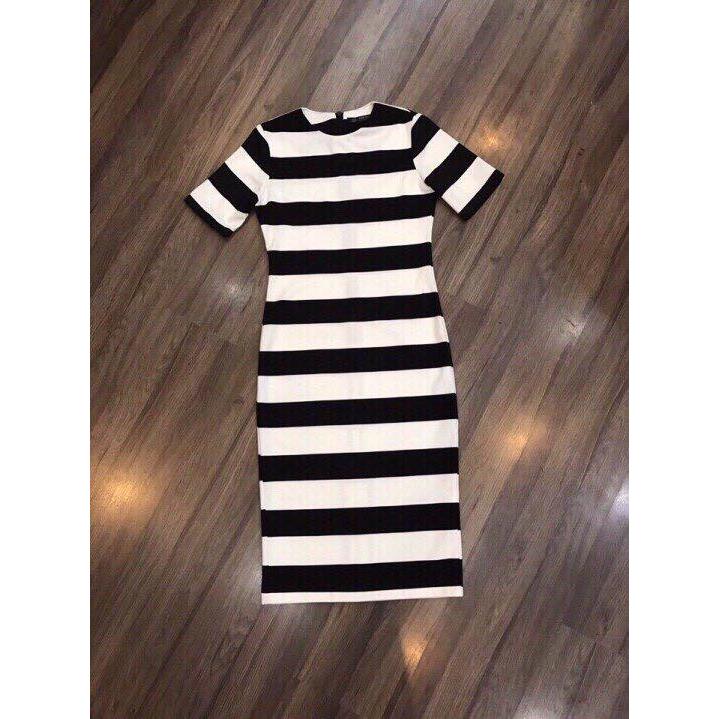 Đầm thun midi sọc ngang zara
