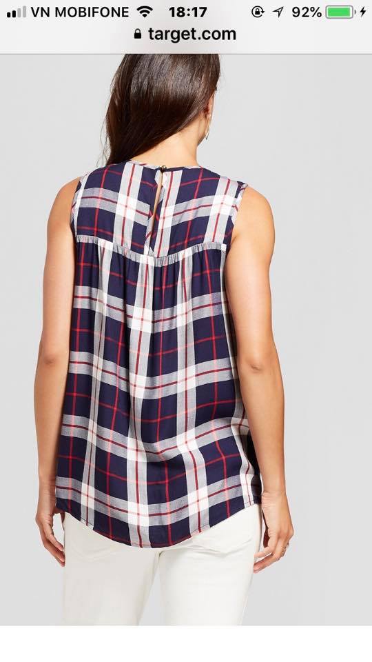 Women's Smocked Front Plaid Tank - Knox Rose™ Navy