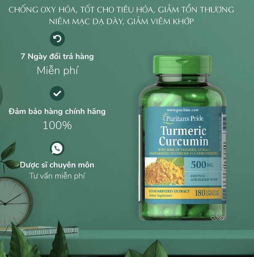 Viên uống hỗ trợ dạ dày Tinh Chất Nghệ Vàng Puritan's Pride Turmeric Curcumin