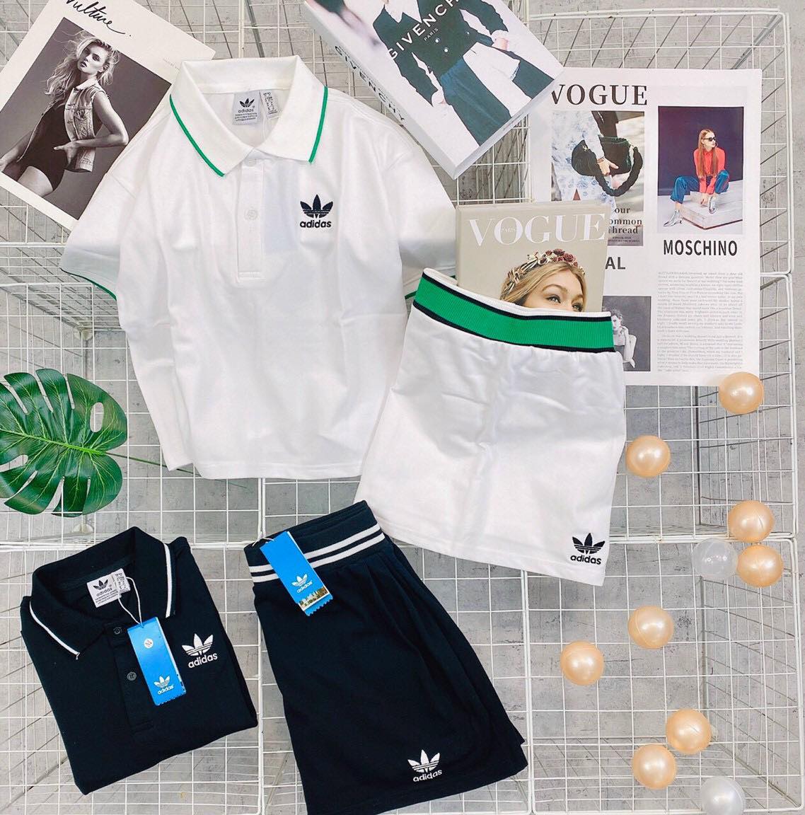 Set Adidas tone màu Trắng - Đen