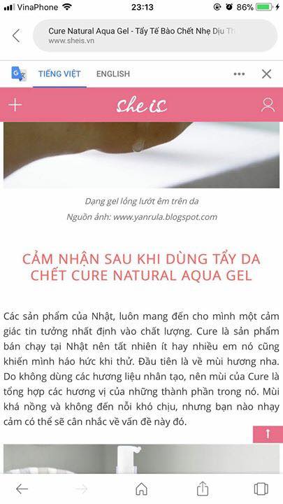 TẨY TẾ BÀO CHẾT CURE NATURE AQUA GEL