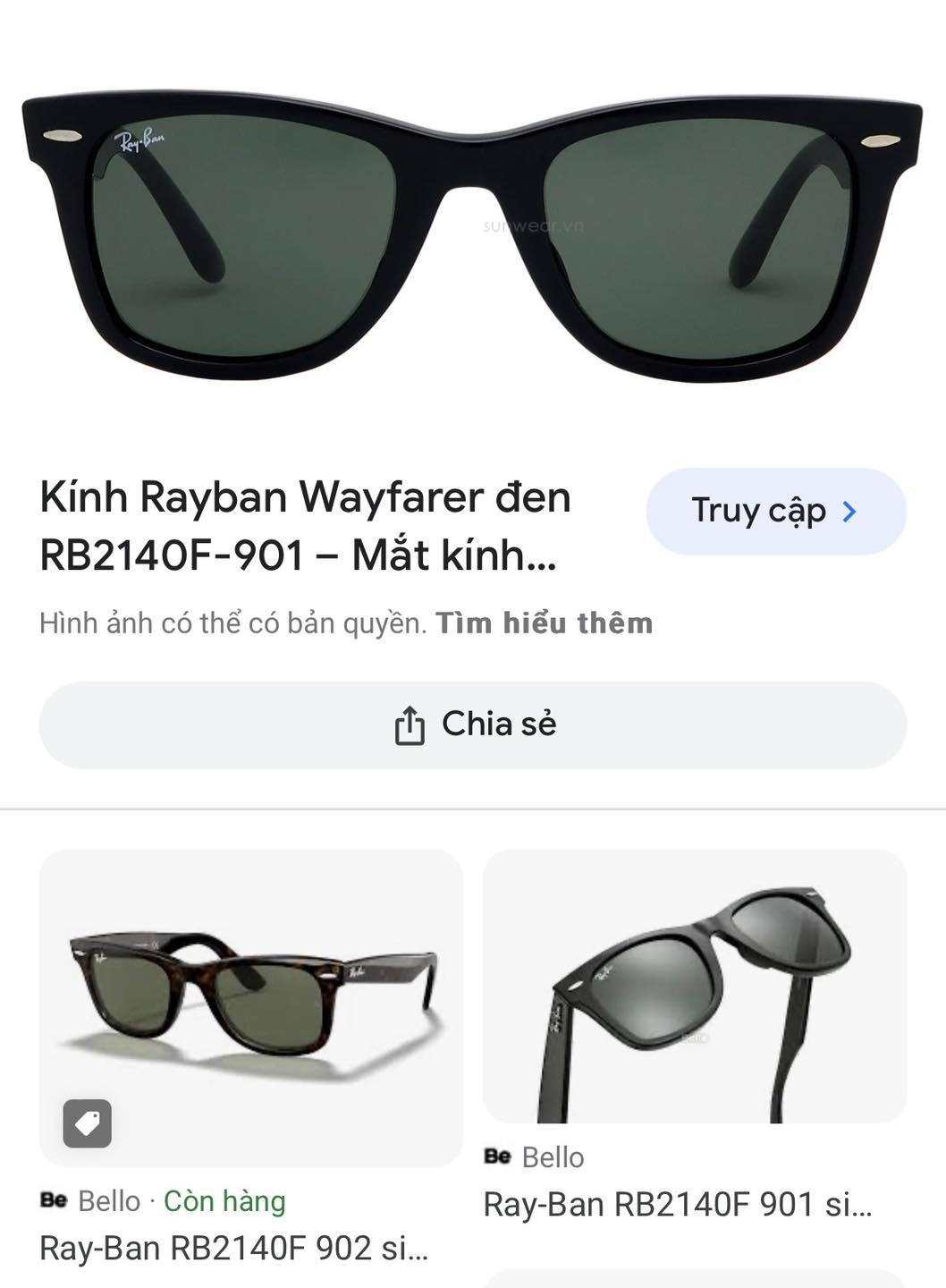 Mẫu kính Rayban wayfarer
