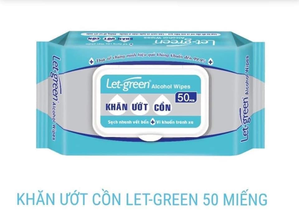 KHĂN ƯỚT CỒN LET-GREEN 50 MIẾNG