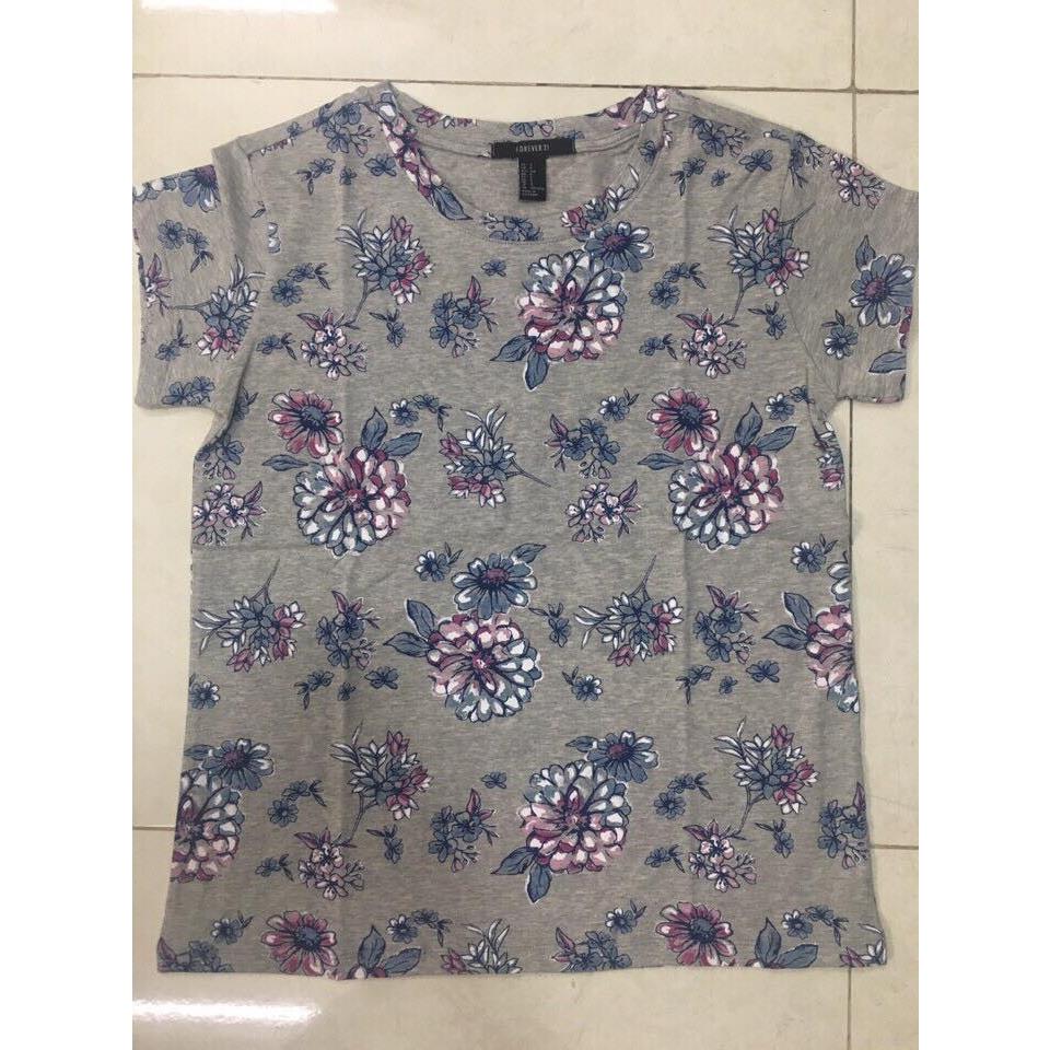 Áo thun cotton in hoa xinh xắn