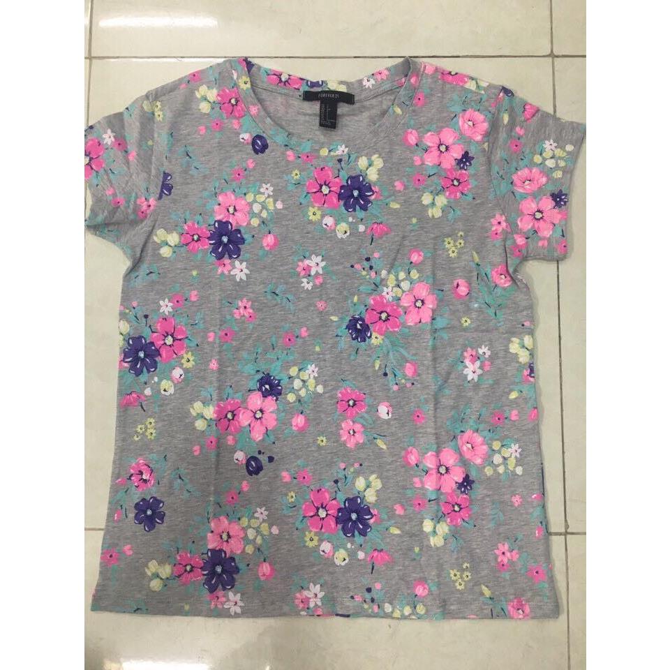 Áo thun cotton in hoa xinh xắn