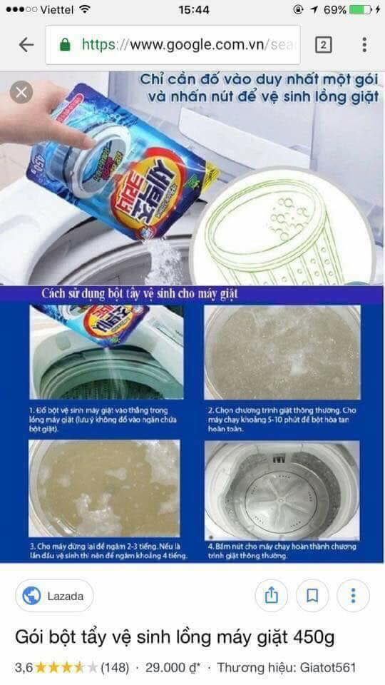 BỘT LÀM SẠCH , TẨY LỒNG MÁY GIẶT
