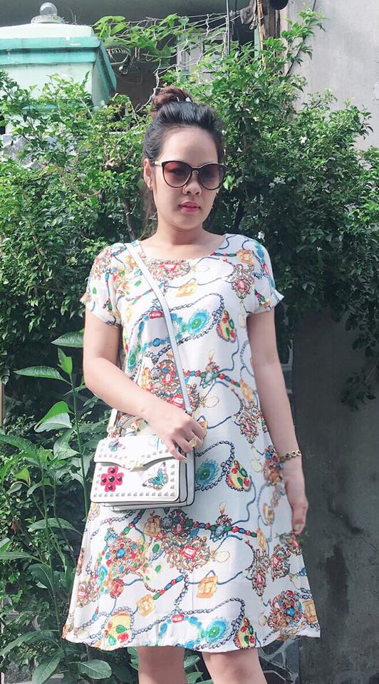 Đầm voan cát hai lớp form suôn