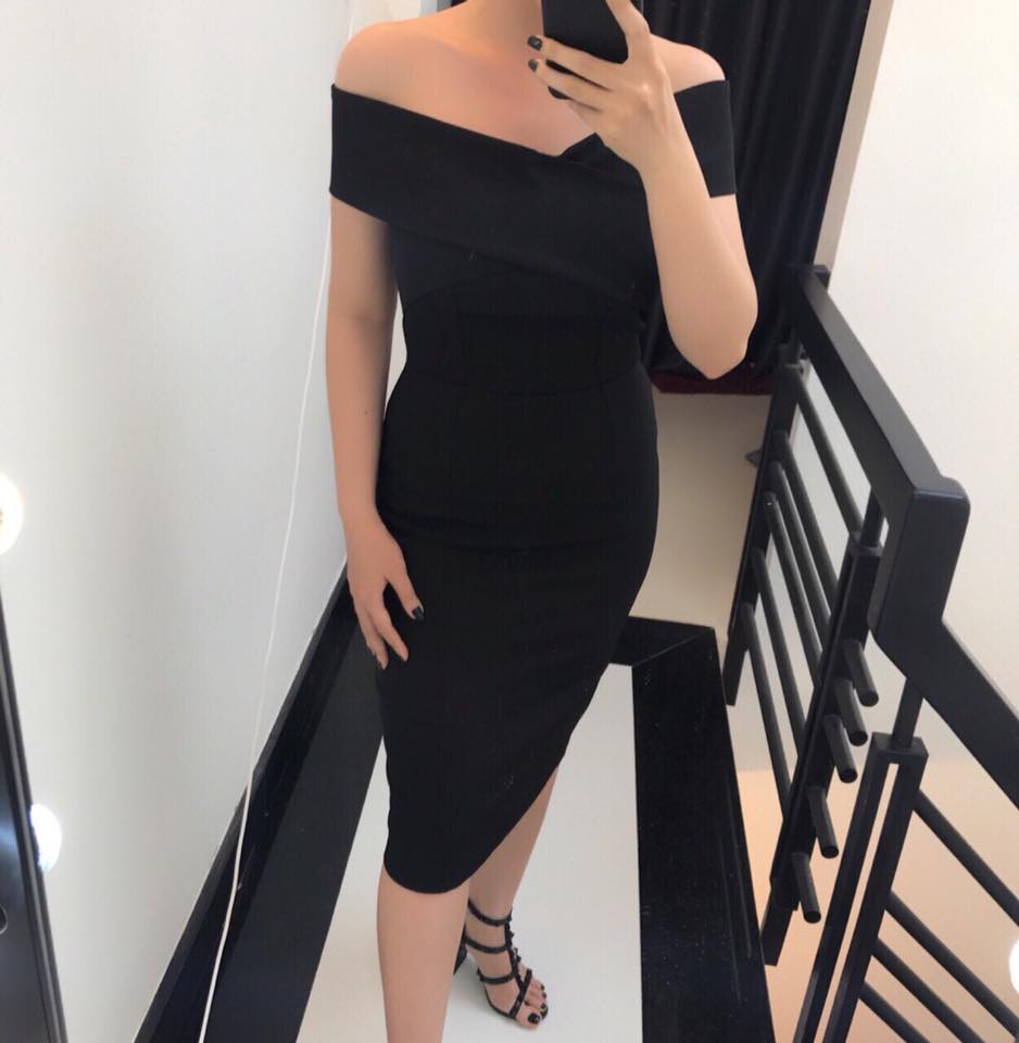 Đầm thun hở vai