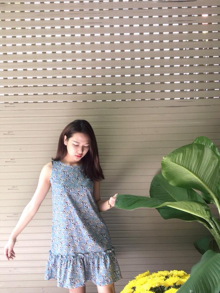 đầm hoa/ chấm bi chất lanh lụa