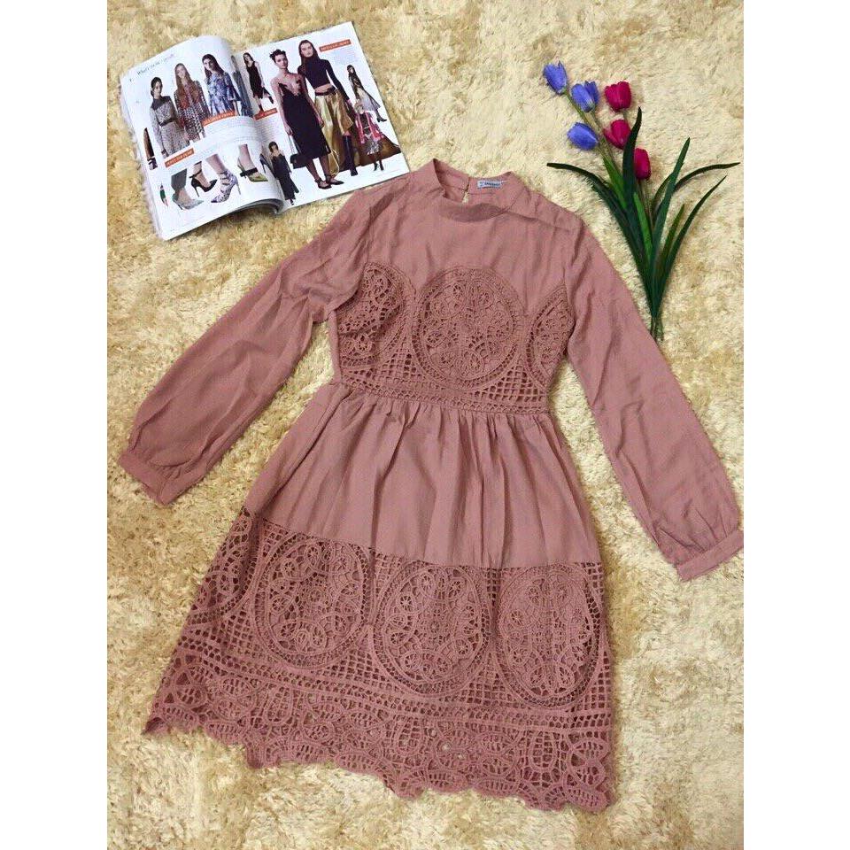 Đầm xòe tay dài Free size