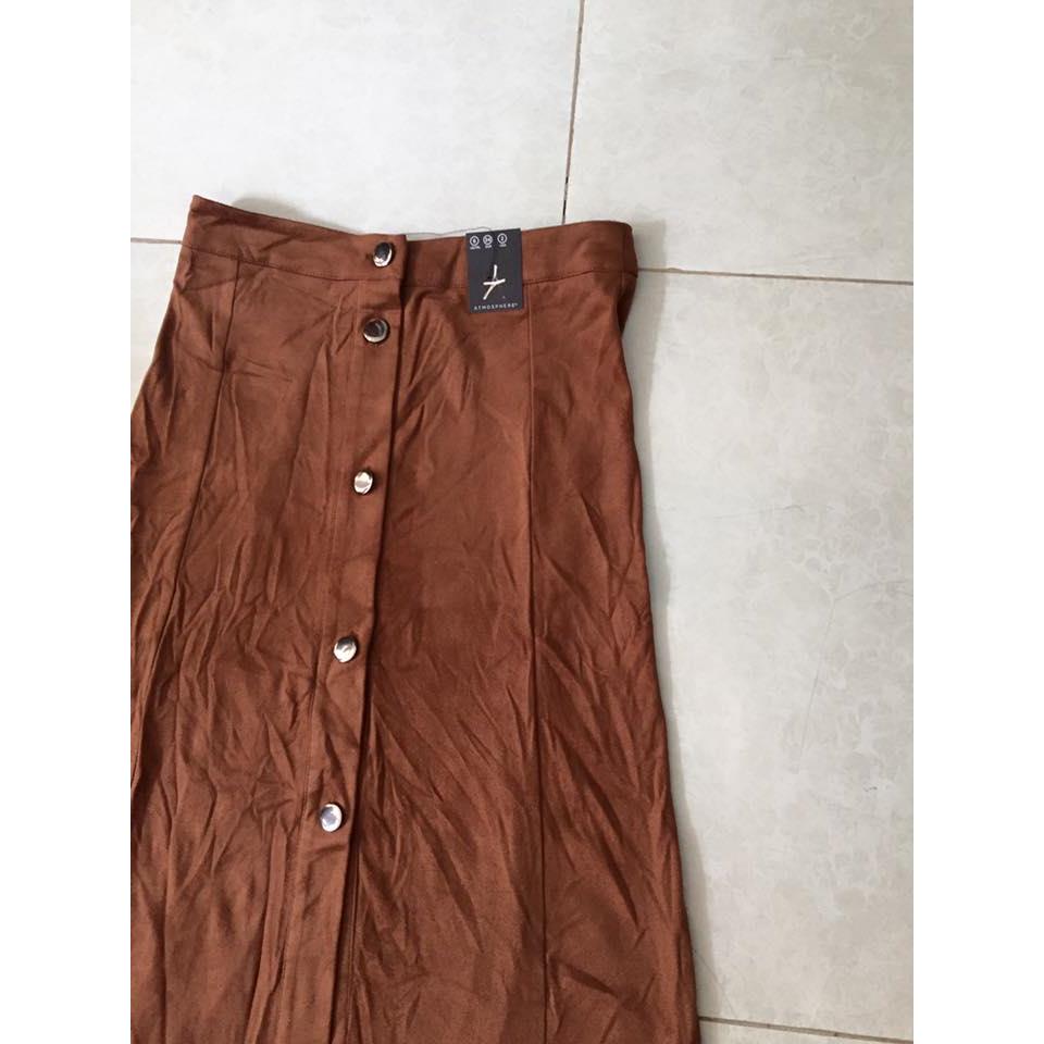 Chân váy MAXI hiệu ASMOSPHER chất da lộn mỏng mịn