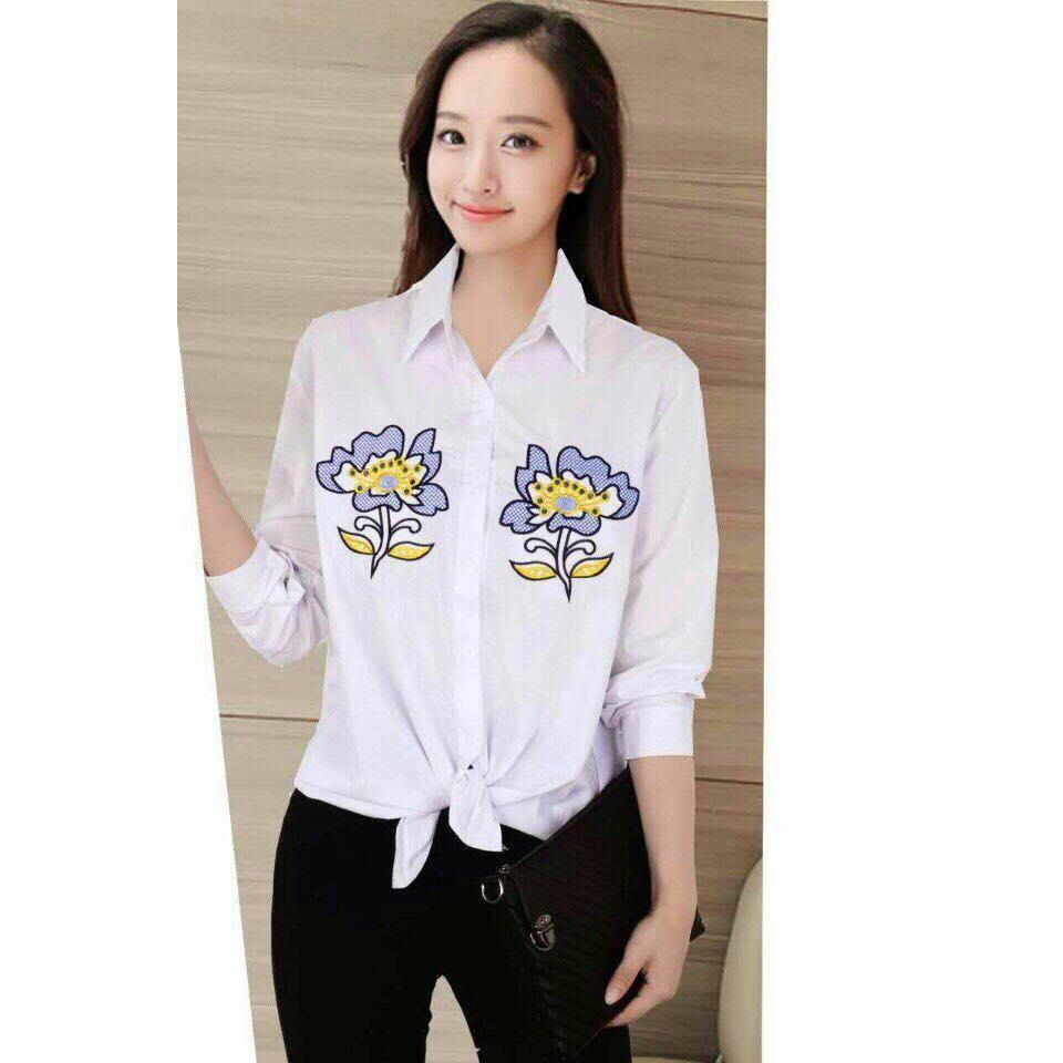 Sơmi trắng thêu độc