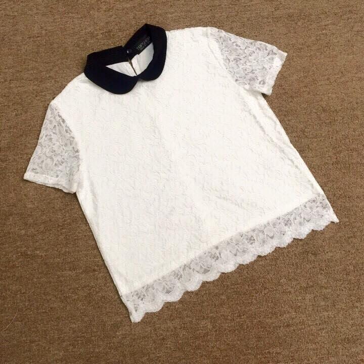 Áo ren cổ sen đen