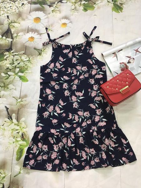 Đầm lanh lụa ko nhăn in hoa