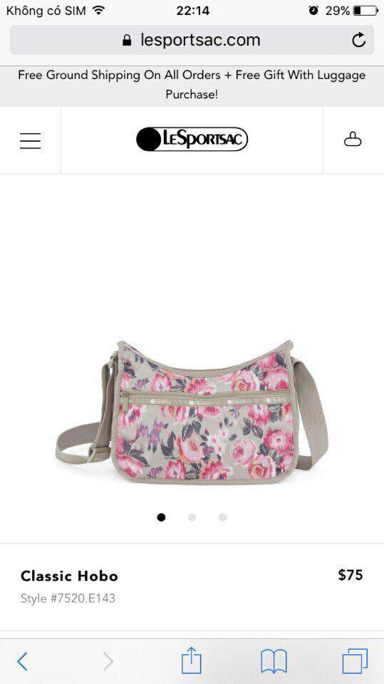 Túi vải dù Le Sportsac hàng xuất xịn